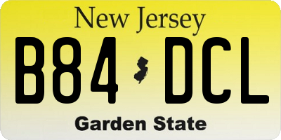 NJ license plate B84DCL