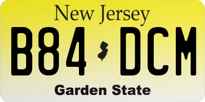 NJ license plate B84DCM