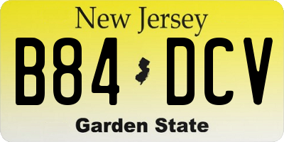 NJ license plate B84DCV
