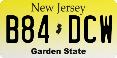 NJ license plate B84DCW