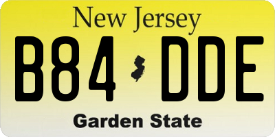 NJ license plate B84DDE