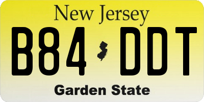 NJ license plate B84DDT
