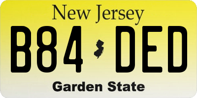 NJ license plate B84DED