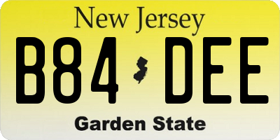 NJ license plate B84DEE
