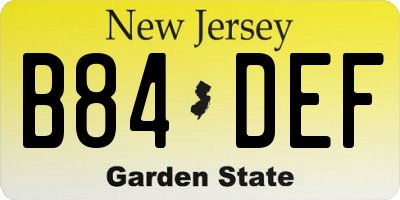 NJ license plate B84DEF