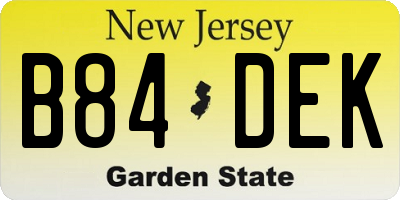 NJ license plate B84DEK