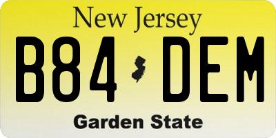 NJ license plate B84DEM