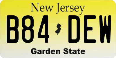 NJ license plate B84DEW