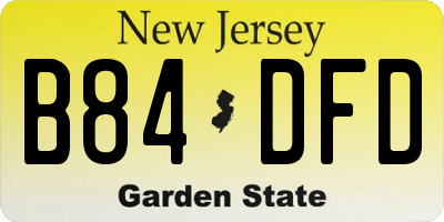 NJ license plate B84DFD