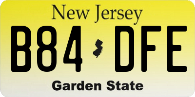 NJ license plate B84DFE