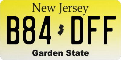 NJ license plate B84DFF
