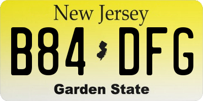NJ license plate B84DFG
