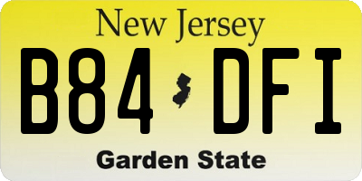 NJ license plate B84DFI