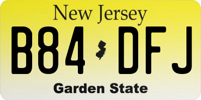 NJ license plate B84DFJ
