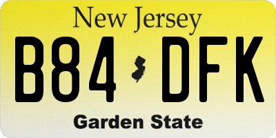 NJ license plate B84DFK