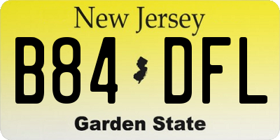 NJ license plate B84DFL