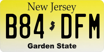 NJ license plate B84DFM