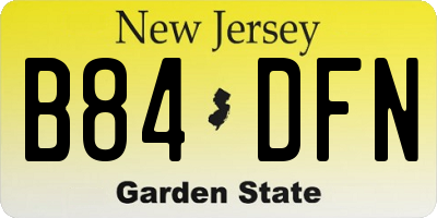 NJ license plate B84DFN