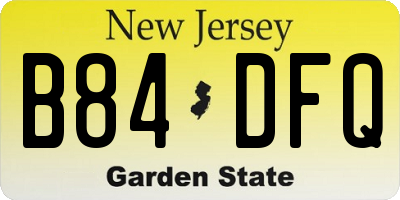 NJ license plate B84DFQ
