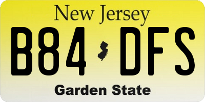 NJ license plate B84DFS