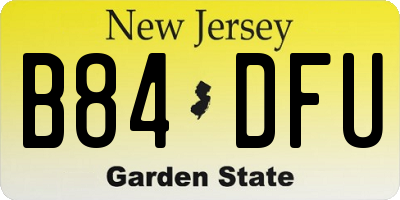 NJ license plate B84DFU