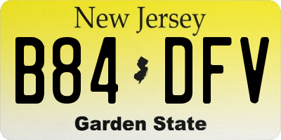 NJ license plate B84DFV