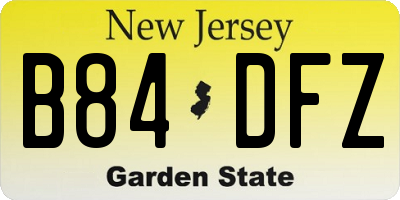 NJ license plate B84DFZ
