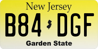NJ license plate B84DGF