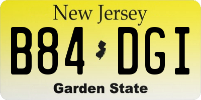 NJ license plate B84DGI