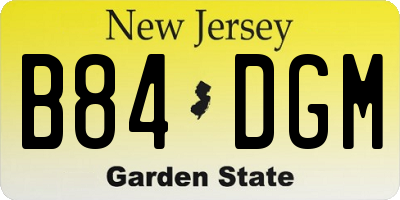 NJ license plate B84DGM