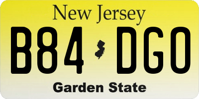 NJ license plate B84DGO