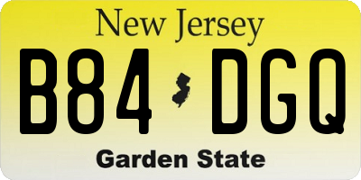 NJ license plate B84DGQ
