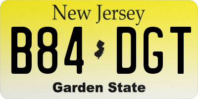 NJ license plate B84DGT