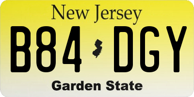 NJ license plate B84DGY