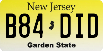 NJ license plate B84DID