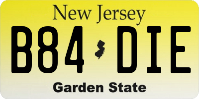 NJ license plate B84DIE
