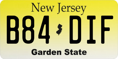 NJ license plate B84DIF