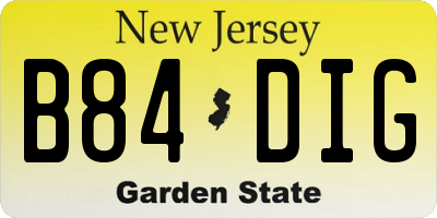 NJ license plate B84DIG