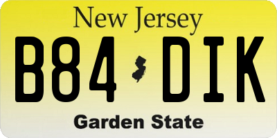 NJ license plate B84DIK