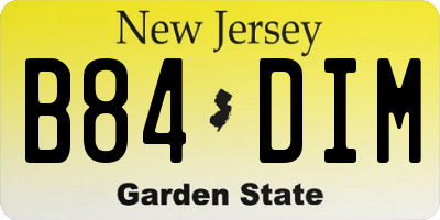 NJ license plate B84DIM