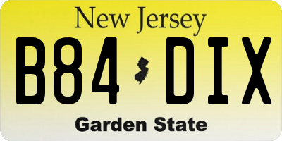 NJ license plate B84DIX