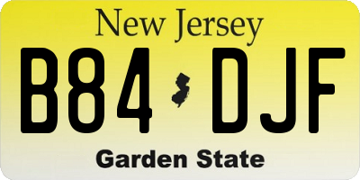 NJ license plate B84DJF