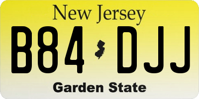 NJ license plate B84DJJ