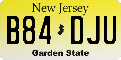 NJ license plate B84DJU
