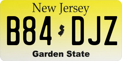 NJ license plate B84DJZ