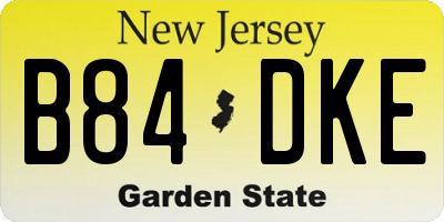 NJ license plate B84DKE