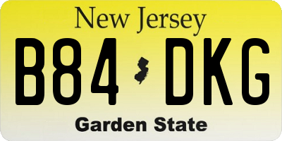 NJ license plate B84DKG