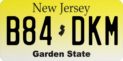 NJ license plate B84DKM