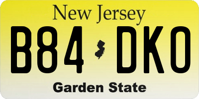 NJ license plate B84DKO