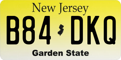 NJ license plate B84DKQ